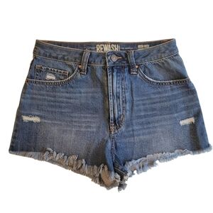 Rewash High Rise Frayed Hem Jean Shorts